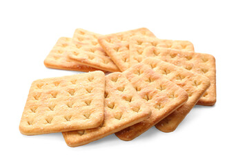 Crispy crackers isolated on white. Delicious snack