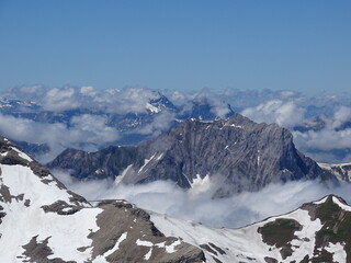 Magnificent panoramic view of the very high Alps in the Bernese Oberland, Jungfrauregion