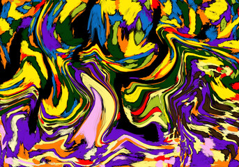 Estampado de colores, rojo, amarillo, verde, azul, rosa, violeta, naranja y negro