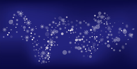 Snowflakes. Snow. Snowfall. Falling scattered white snowflakes on a gradient background. Vector	