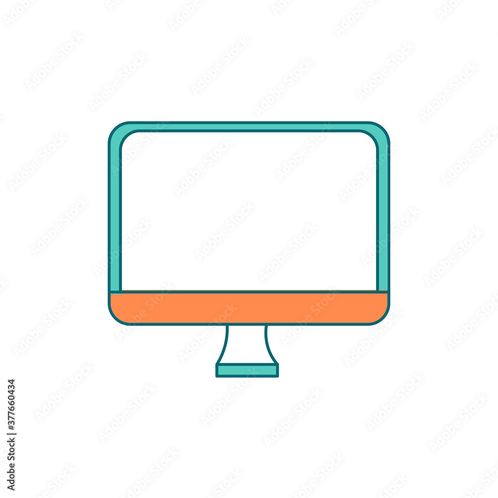Poster Computer monitor flat color vector object