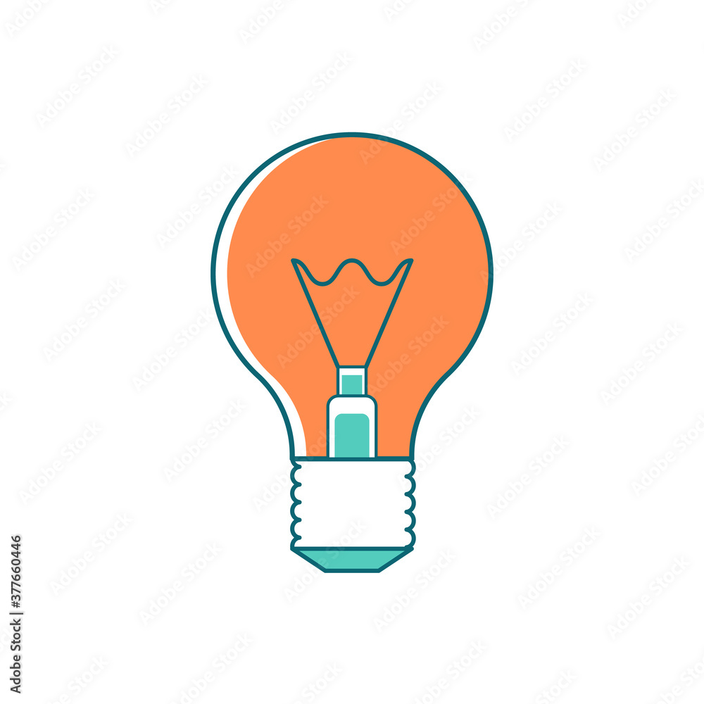 Poster light bulb flat color vector object