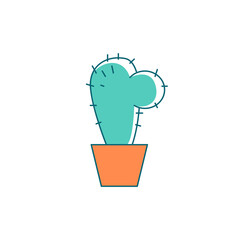 Indoor cactus flat color vector object