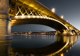 Bridge over the river at night