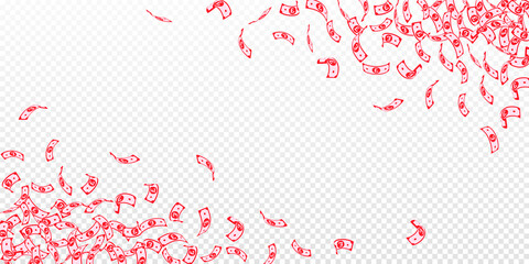 British pound notes falling. Small GBP bills on tr