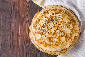 Pancakes on a plate. Pancake day. Russian food tradition.