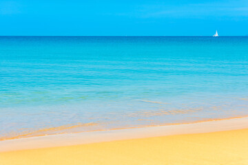 Fototapeta na wymiar Summer vacation sea nature background. Blue sea water and sand beach
