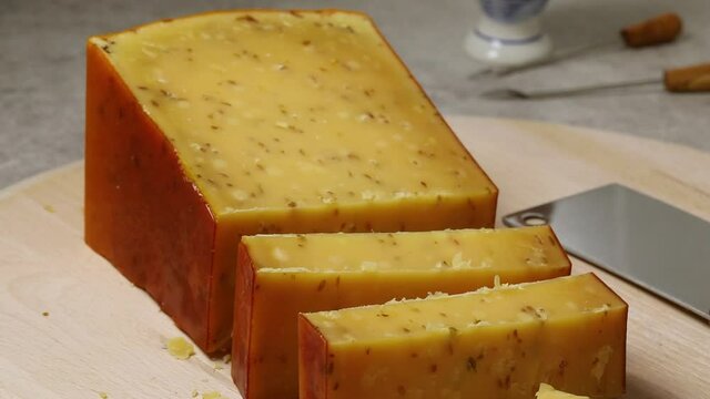 Traditional mature old cumin Dutch cheese