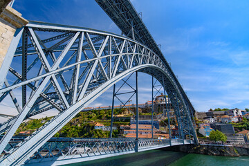 Fototapeta premium Dom Luis I Bridge, a double-deck bridge across the River Douro in Porto, Portugal