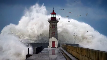 Foto op Canvas Lighthouse under storm © Eduardo