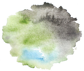 Watercolor black background. Watercolor green background.