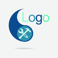 Visualization of a logo from a construction company, with two construction tools. Logo for a new company, company, institution associated with the construction.