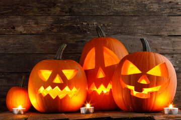 Halloween pumpkins and candles