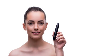 Naklejka premium The young beautiful female fashion model with make up