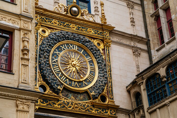 The Great-Clock (Gros-Horloge) astronomical clock in Rouen, Normandy, France