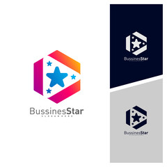 Play Star Logo Template Design Vector, Concept, Creative Symbol, Icon