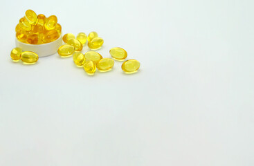 Yellow gelatin capsules, there is a place to insert text.