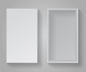 Realistic white cardboard box for stuff. Vector illustration