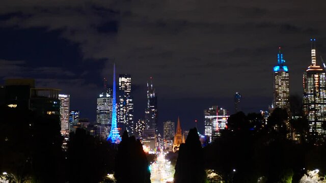 Melbourne paranoma skyline timelapse at night time 
melbourne city night time timelapse