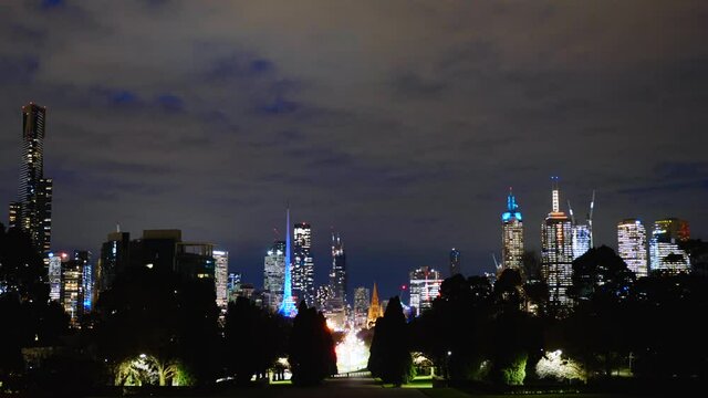 Melbourne paranoma skyline timelapse at night time 
melbourne city night time timelapse