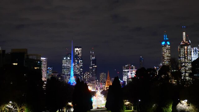 Melbourne paranoma skyline timelapse at night time 
melbourne city night time timelapse