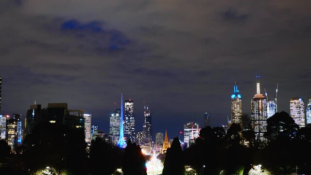 Melbourne paranoma skyline timelapse at night time 
melbourne city night time timelapse