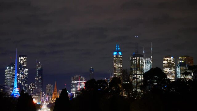 Melbourne paranoma skyline timelapse at night time 
melbourne city night time timelapse
