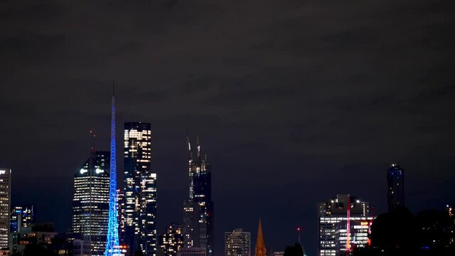 Melbourne paranoma skyline timelapse at night time 
melbourne city night time timelapse