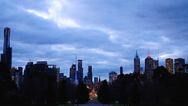 Melbourne paranoma skyline timelapse at night time 
melbourne city night time timelapse