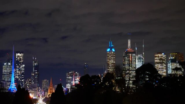 Melbourne paranoma skyline timelapse at night time 
melbourne city night time timelapse