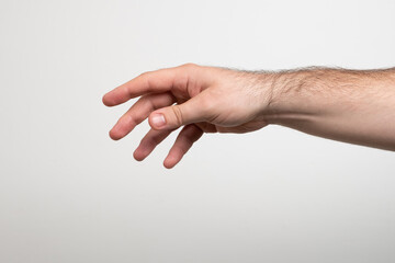 Man's hand. Male hands on a white background. Wrist.