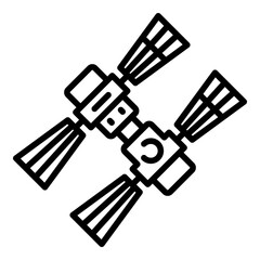 Obraz premium Orbit space station icon. Outline orbit space station vector icon for web design isolated on white background