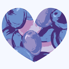 Ripe plums heart composition, vector