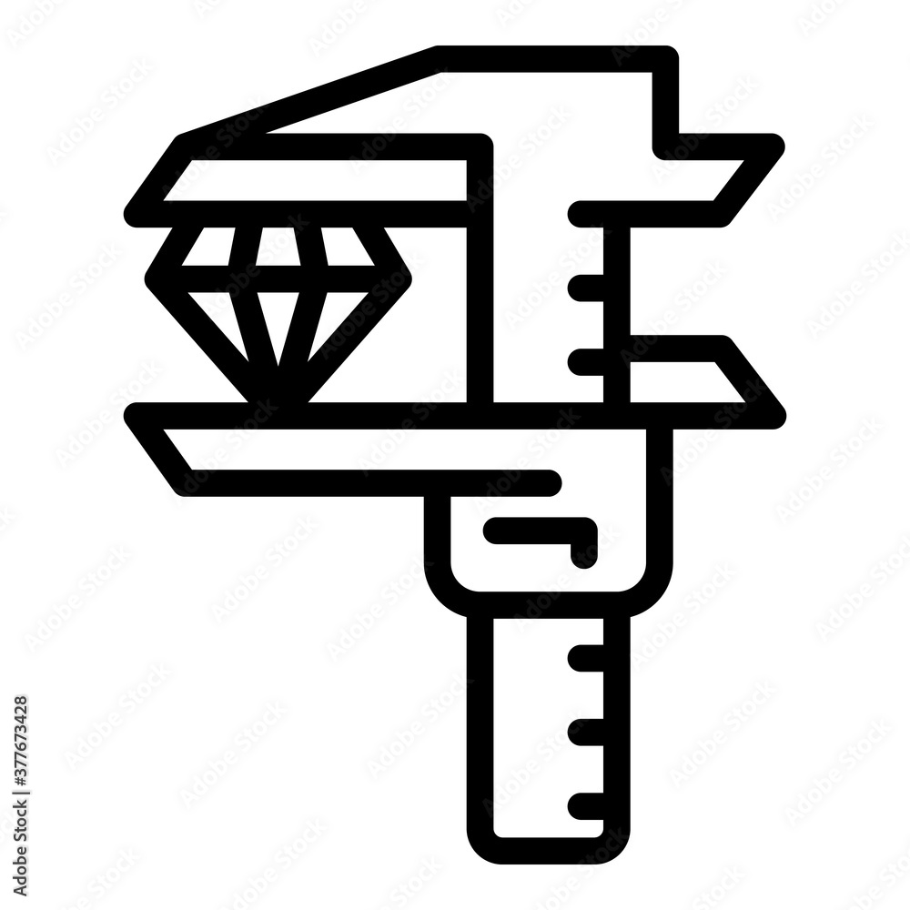 Poster diamond caliper icon. outline diamond caliper vector icon for web design isolated on white backgroun