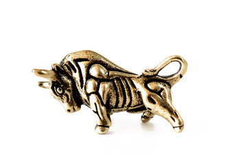 Metal bull symbol of the year 2021 on a white background. Chinese symbol of the new year.
