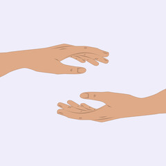 Hands opposite each other - open up and down - isolated on white background - vector.