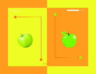 Real apple and cherry fruit vector illustration design for business selling fruit banner poster background
