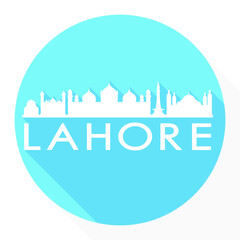 Lahore Pakistan Flat Icon Skyline Silhouette Design City Vector Art Logo.