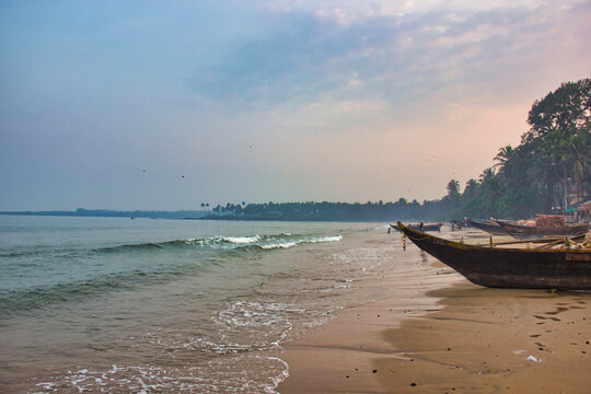 Malvan sea beach with boat, Maharashtra, India