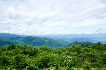 The view of summer mountain landscape in Yamagata.