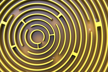 View from the top of the circular labyrinth. Yellow theme.