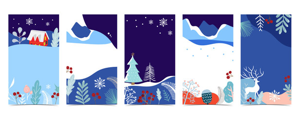 Cute background for social media with flower,leaf,winter,natural