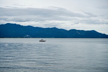 A boat on Inawashiro lake in Fukushima.