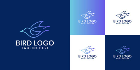 Bird Logo design abstract vector template Linear style