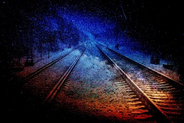 railway in the night
