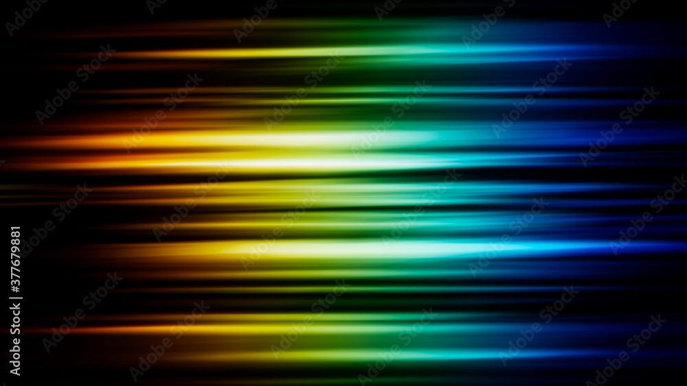 Poster abstract background blurred green red yellow blue rays light on black with the gradient texture line