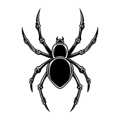 Illustration of dangerous spider in vintage monochrome style. Design element for logo, emblem, sign, poster, card, banner. Vector illustration