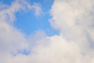 Blue sky with floating white clouds. The background.