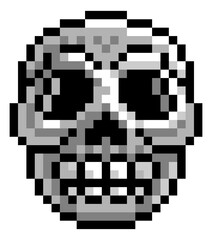 A Halloween skull eight bit retro video game style pixel art icon