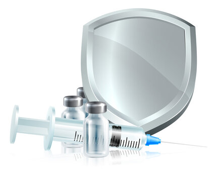 recommend clip art: A vaccine immunisation syringe injection or other medicine shield medical concept